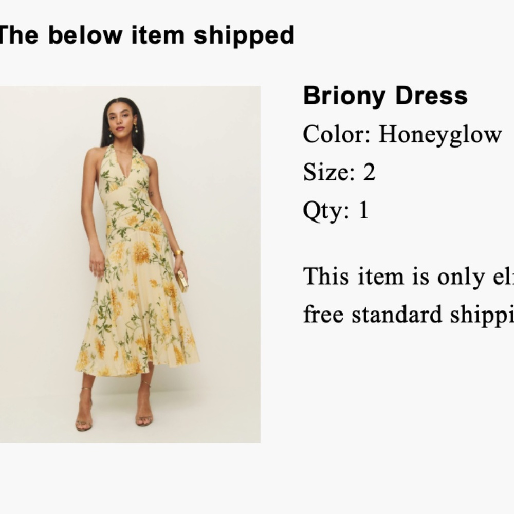 Reformation Briony Dress in Honeyglow